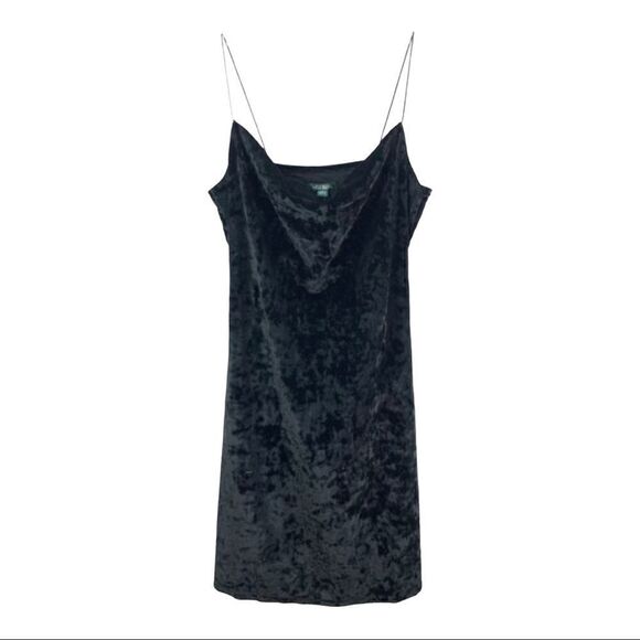 Wild Fable Black Ruched “Velvet” Dress Sz M NWT - Picture 1 of 3